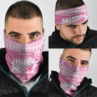 New Zealand Christmas Rugby Personalised Neck Gaiter Meri Kirihimete All Black Maori Pink Version - Polynesian Pride