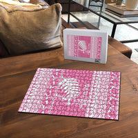 New Zealand Christmas Rugby Personalised Puzzle Meri Kirihimete All Black Maori Pink Version - Polynesian Pride