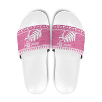 New Zealand Christmas Rugby Personalised Slide Sandals Meri Kirihimete All Black Maori Pink Version - Polynesian Pride