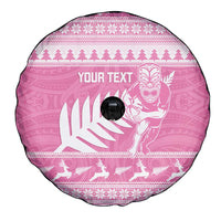 New Zealand Christmas Rugby Personalised Spare Tire Cover Meri Kirihimete All Black Maori Pink Version - Polynesian Pride