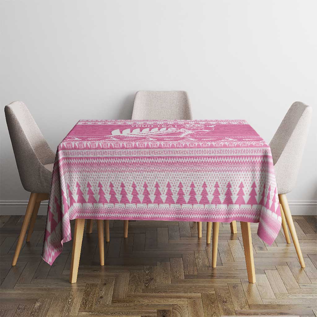 New Zealand Christmas Rugby Personalised Tablecloth Meri Kirihimete All Black Maori Pink Version - Polynesian Pride