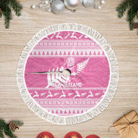 New Zealand Christmas Rugby Tree Skirt Meri Kirihimete All Black Maori Pink Version - Polynesian Pride