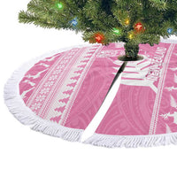 New Zealand Christmas Rugby Tree Skirt Meri Kirihimete All Black Maori Pink Version - Polynesian Pride