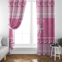 New Zealand Christmas Rugby Personalised Window Curtain Meri Kirihimete All Black Maori Pink Version - Polynesian Pride