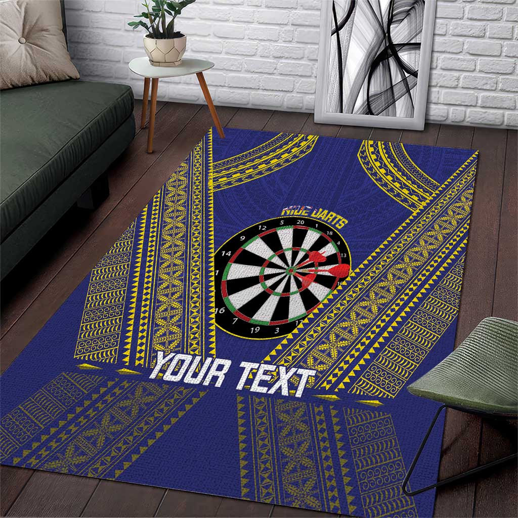 Personalised Niue Darts Area Rug Dart Board Hiapo Pattern - Polynesian Pride
