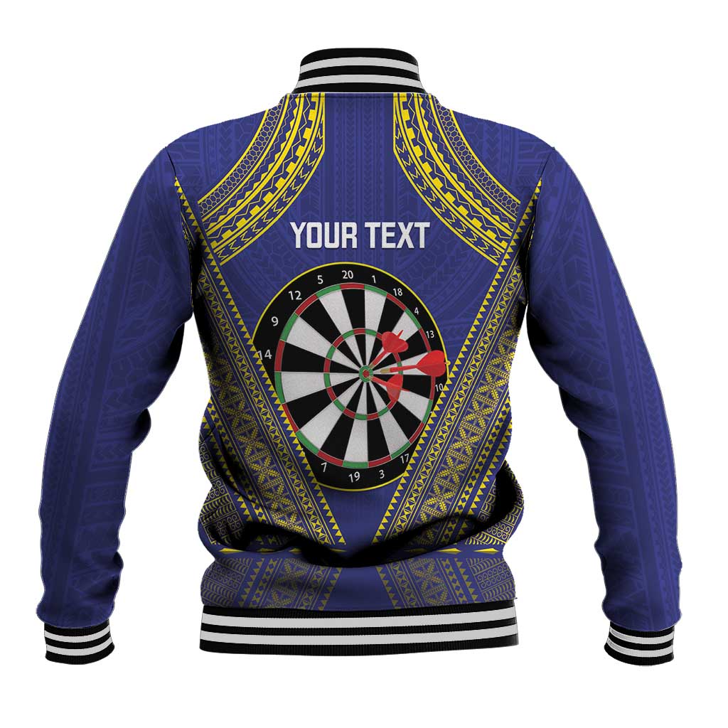 Personalised Niue Darts Baseball Jacket Dart Board Hiapo Pattern - Polynesian Pride