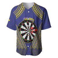 Personalised Niue Darts Baseball Jersey Dart Board Hiapo Pattern - Polynesian Pride