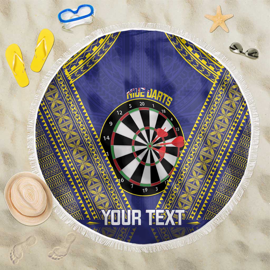 Personalised Niue Darts Beach Blanket Dart Board Hiapo Pattern - Polynesian Pride