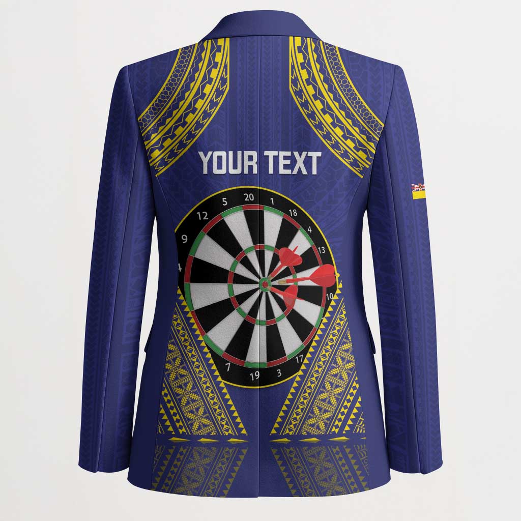 Personalised Niue Darts Blazer Dart Board Hiapo Pattern - Polynesian Pride