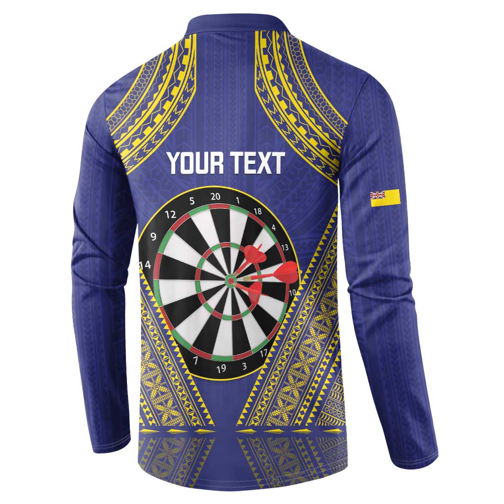 Personalised Niue Darts Button Sweatshirt Dart Board Hiapo Pattern - Polynesian Pride
