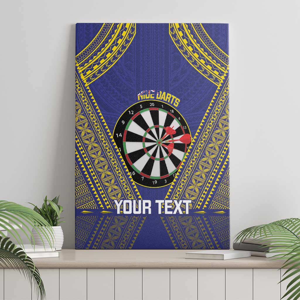 Personalised Niue Darts Canvas Wall Art Dart Board Hiapo Pattern - Polynesian Pride