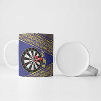 Personalised Niue Darts Ceramic Mug Dart Board Hiapo Pattern - Polynesian Pride