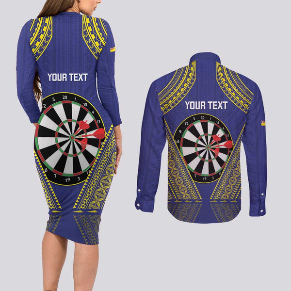 Personalised Kolisi Tonga Atele Couples Matching Long Sleeve Bodycon Dress and Long Sleeve Button Shirts Tongan Kupesi - Special LT7