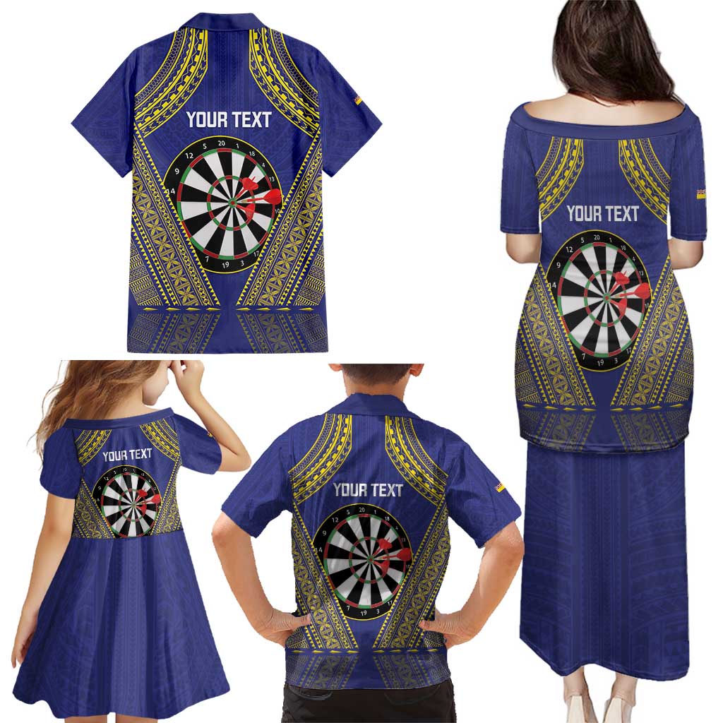 Personalised Niue Darts Family Matching Puletasi and Hawaiian Shirt Dart Board Hiapo Pattern - Polynesian Pride
