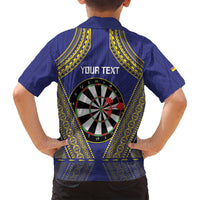 Personalised Niue Darts Family Matching Summer Maxi Dress and Hawaiian Shirt Dart Board Hiapo Pattern - Polynesian Pride