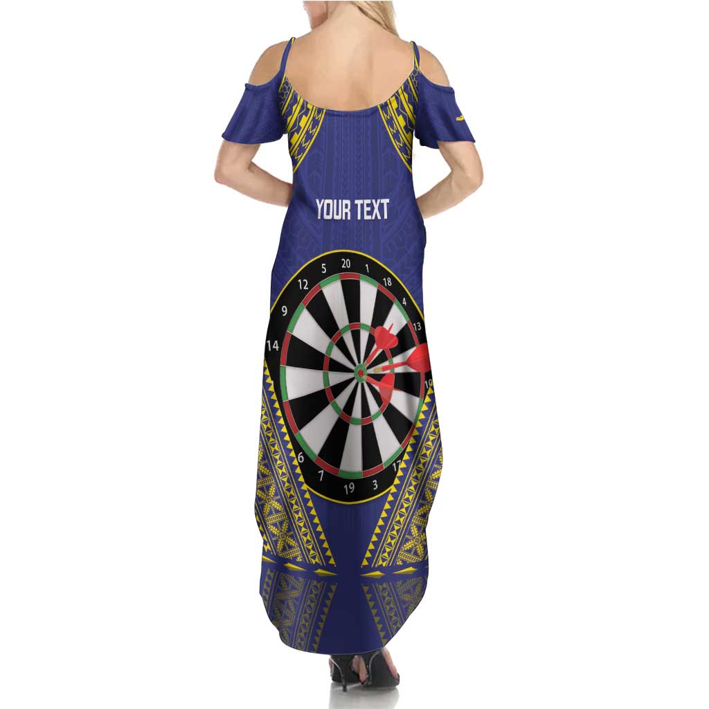 Personalised Niue Darts Family Matching Summer Maxi Dress and Hawaiian Shirt Dart Board Hiapo Pattern - Polynesian Pride