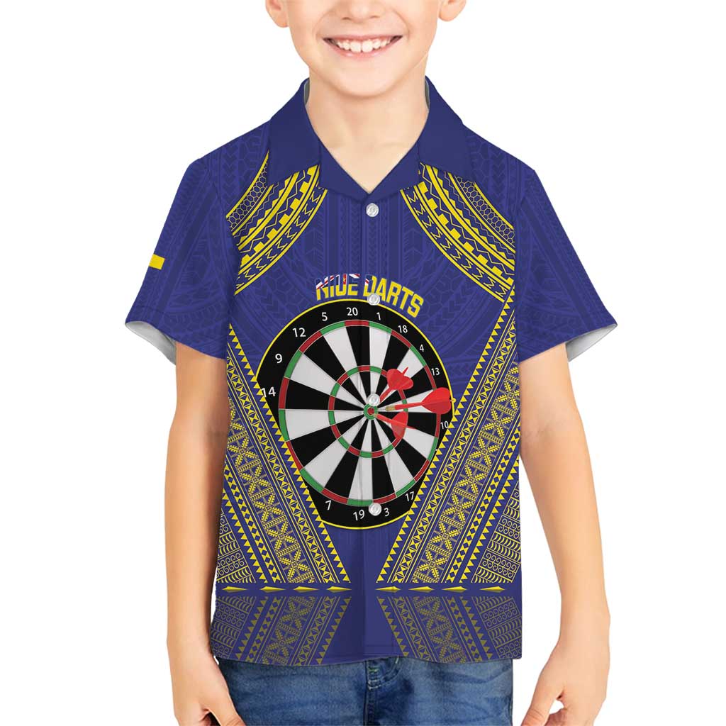 Personalised Niue Darts Family Matching Summer Maxi Dress and Hawaiian Shirt Dart Board Hiapo Pattern - Polynesian Pride