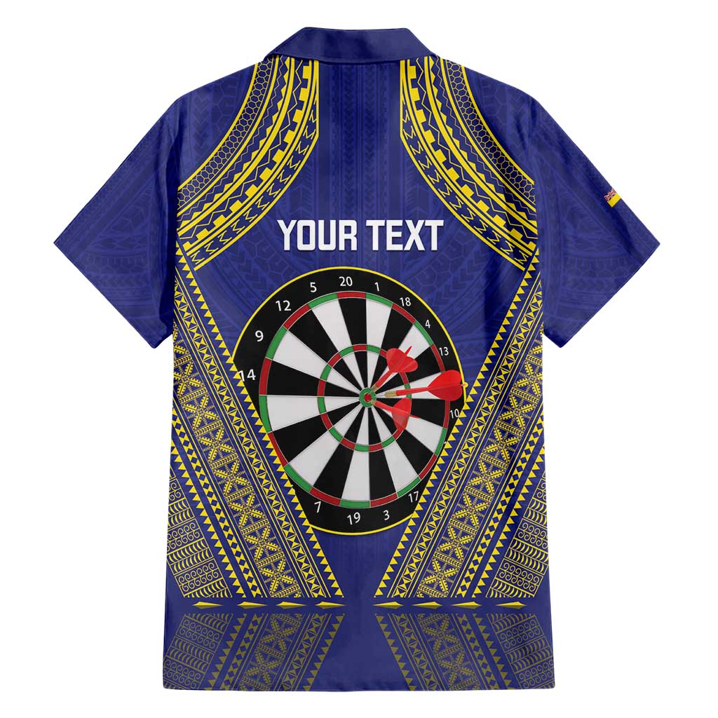 Personalised Niue Darts Hawaiian Shirt Dart Board Hiapo Pattern - Polynesian Pride