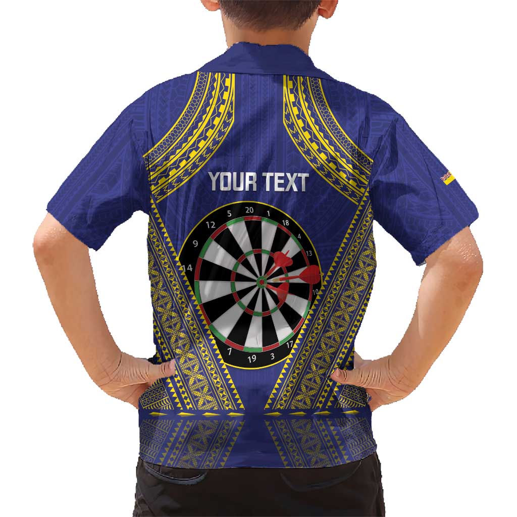 Personalised Niue Darts Hawaiian Shirt Dart Board Hiapo Pattern - Polynesian Pride