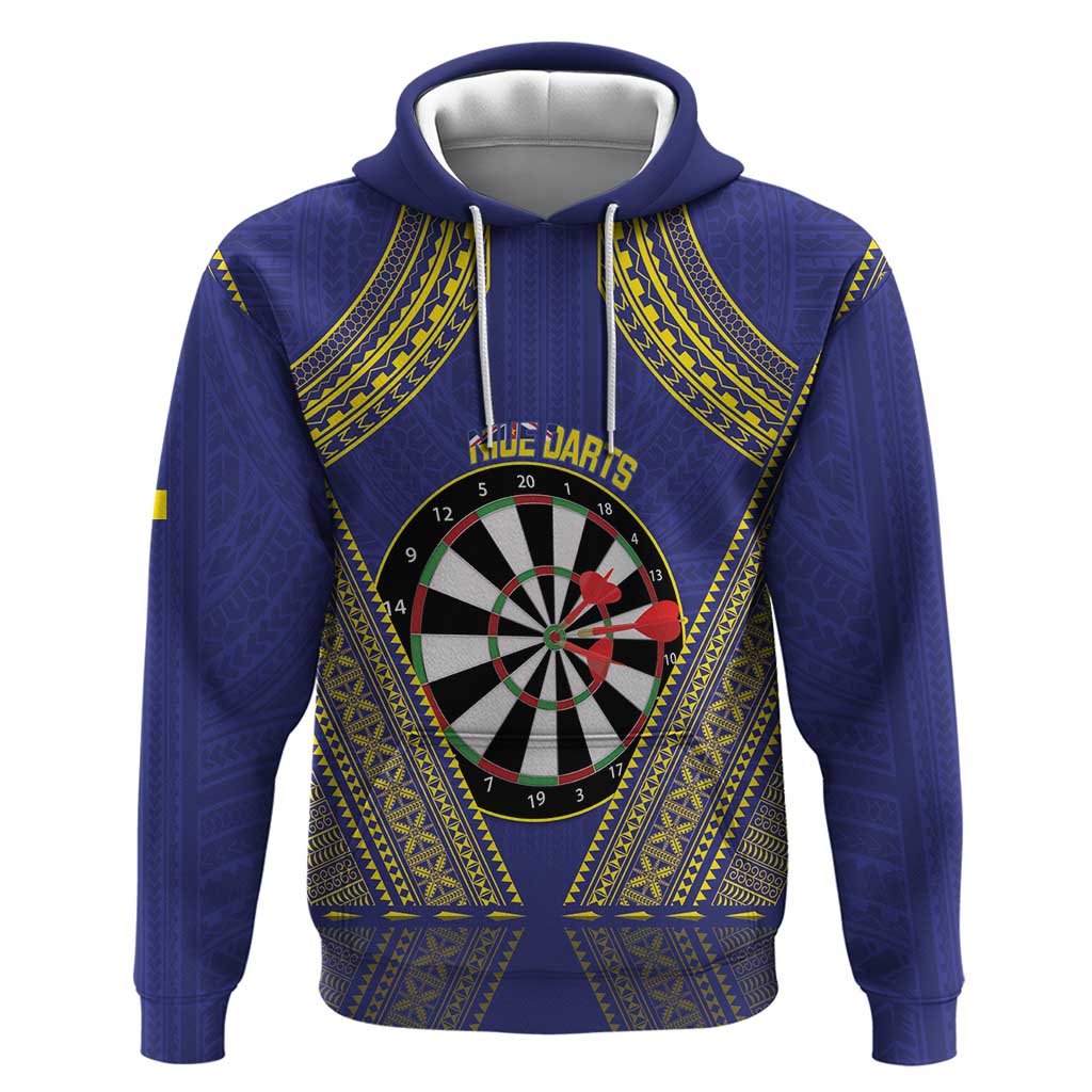 Personalised Niue Darts Hoodie Dart Board Hiapo Pattern - Polynesian Pride