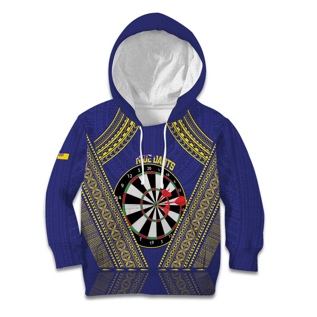 Personalised Niue Darts Kid Hoodie Dart Board Hiapo Pattern - Polynesian Pride