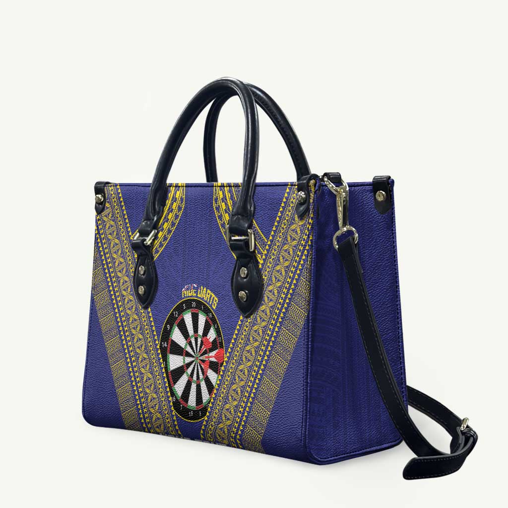 Personalised Niue Darts Leather Bag Dart Board Hiapo Pattern - Polynesian Pride