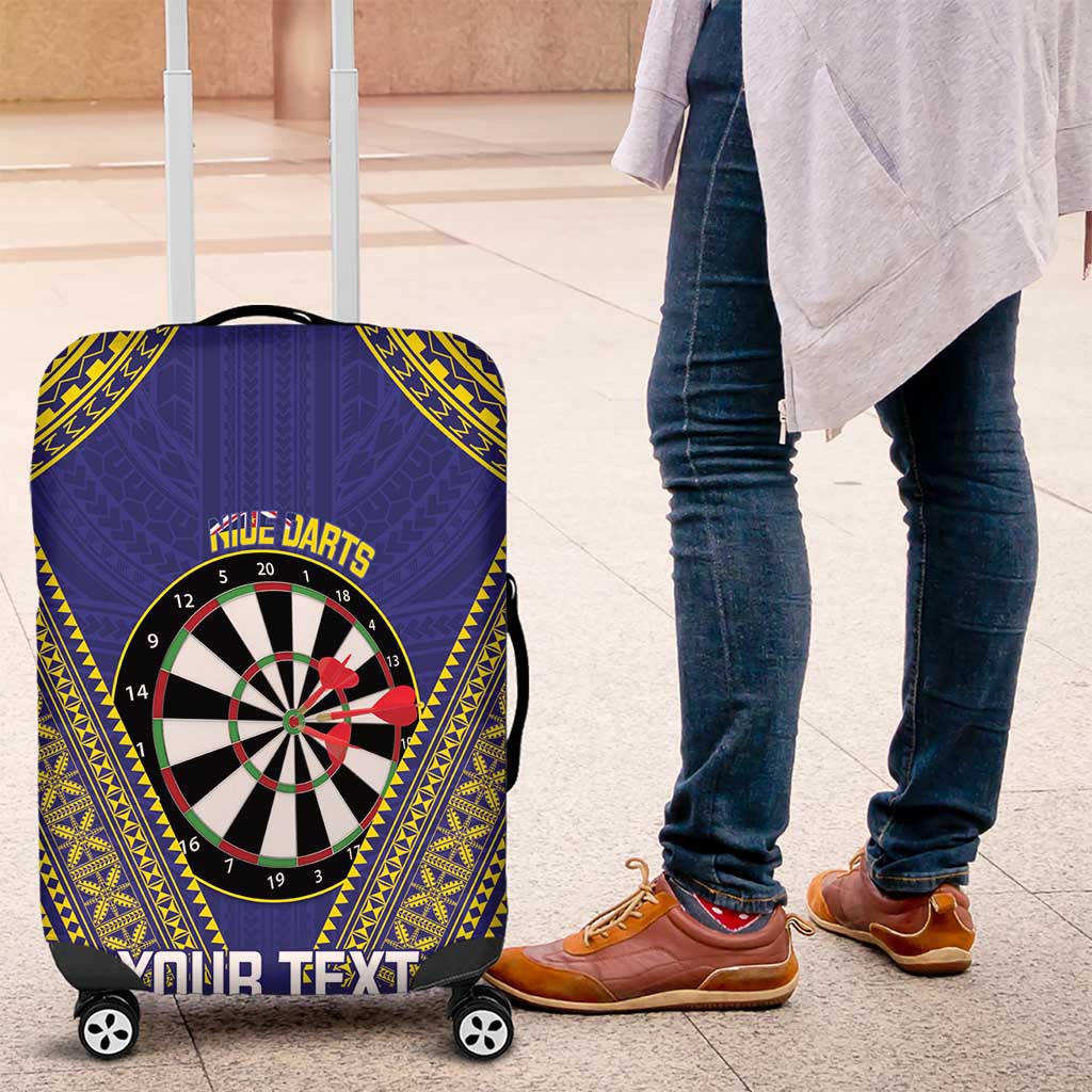 Personalised Niue Darts Luggage Cover Dart Board Hiapo Pattern LT14 Blue - Polynesian Pride