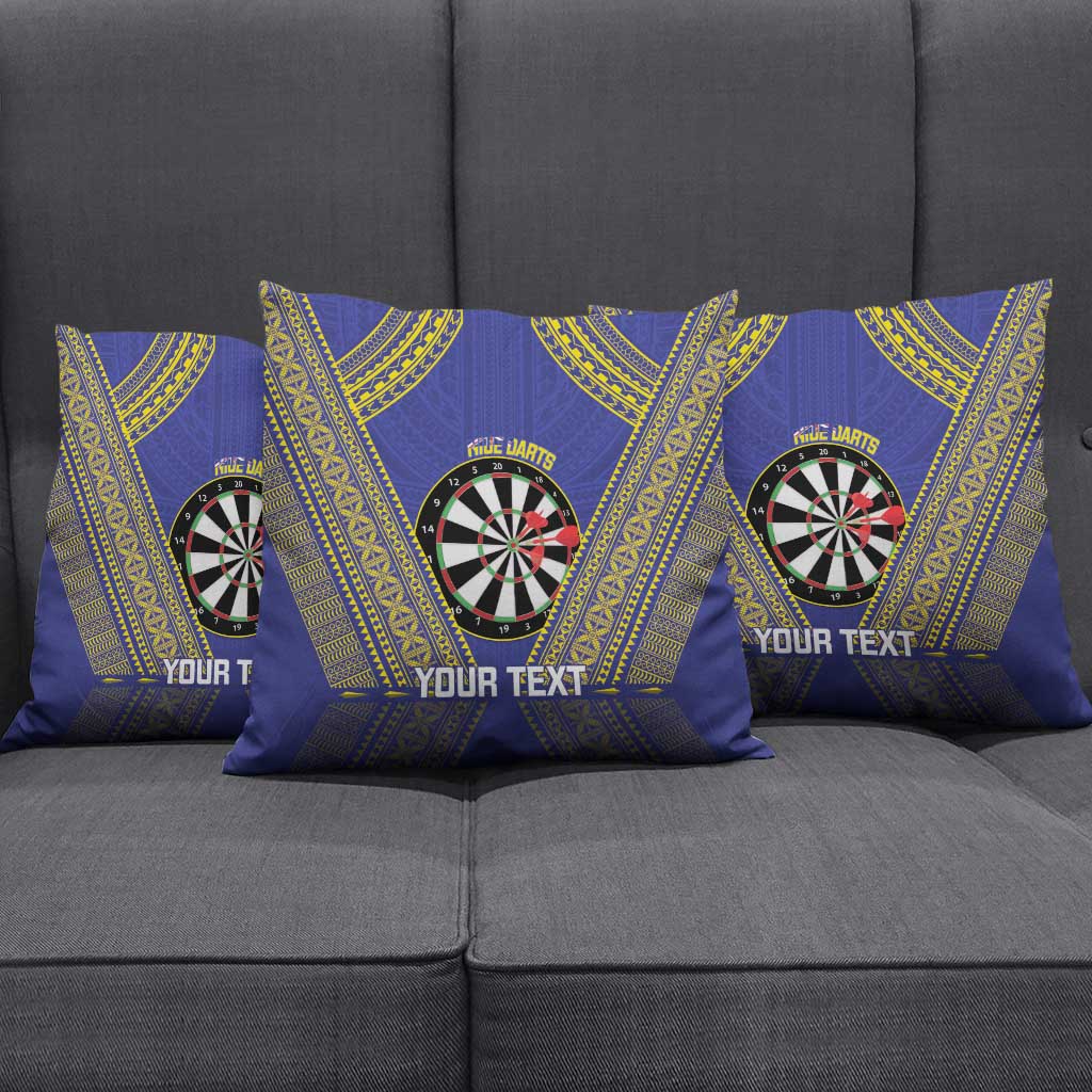 Personalised Niue Darts Pillow Cover Dart Board Hiapo Pattern - Polynesian Pride