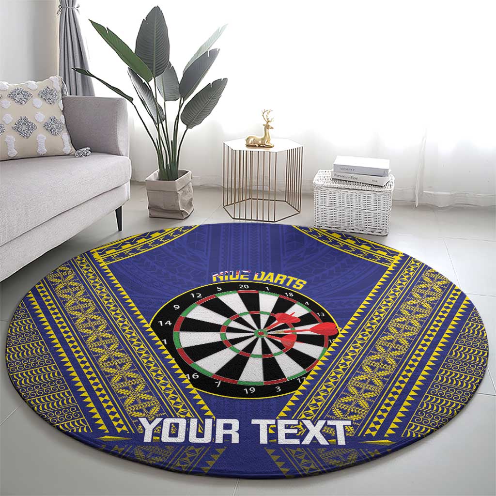 Personalised Niue Darts Round Carpet Dart Board Hiapo Pattern - Polynesian Pride