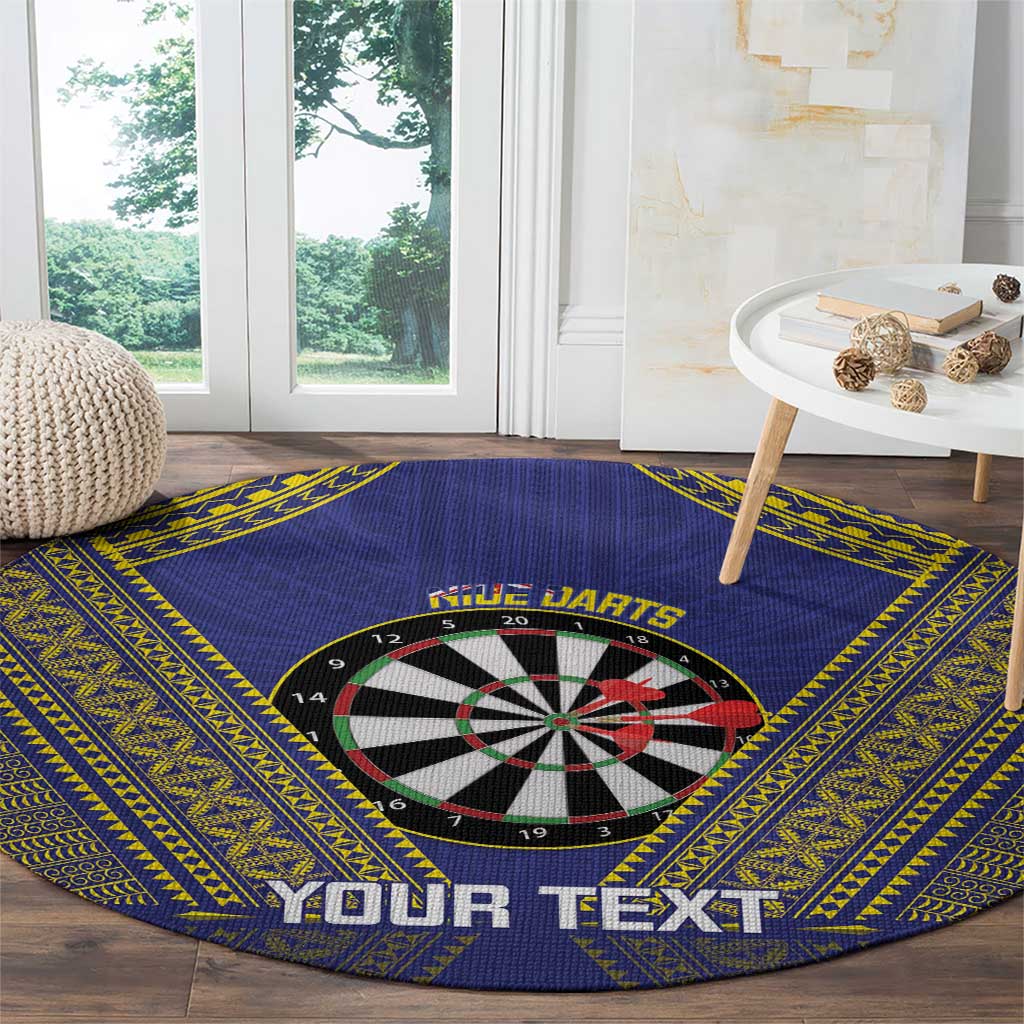 Personalised Niue Darts Round Carpet Dart Board Hiapo Pattern - Polynesian Pride