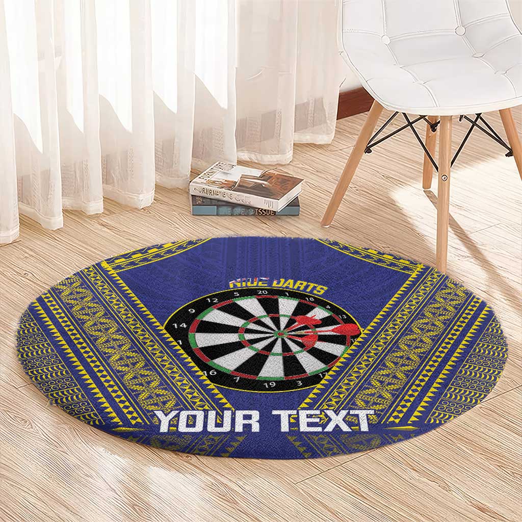 Personalised Niue Darts Round Carpet Dart Board Hiapo Pattern - Polynesian Pride