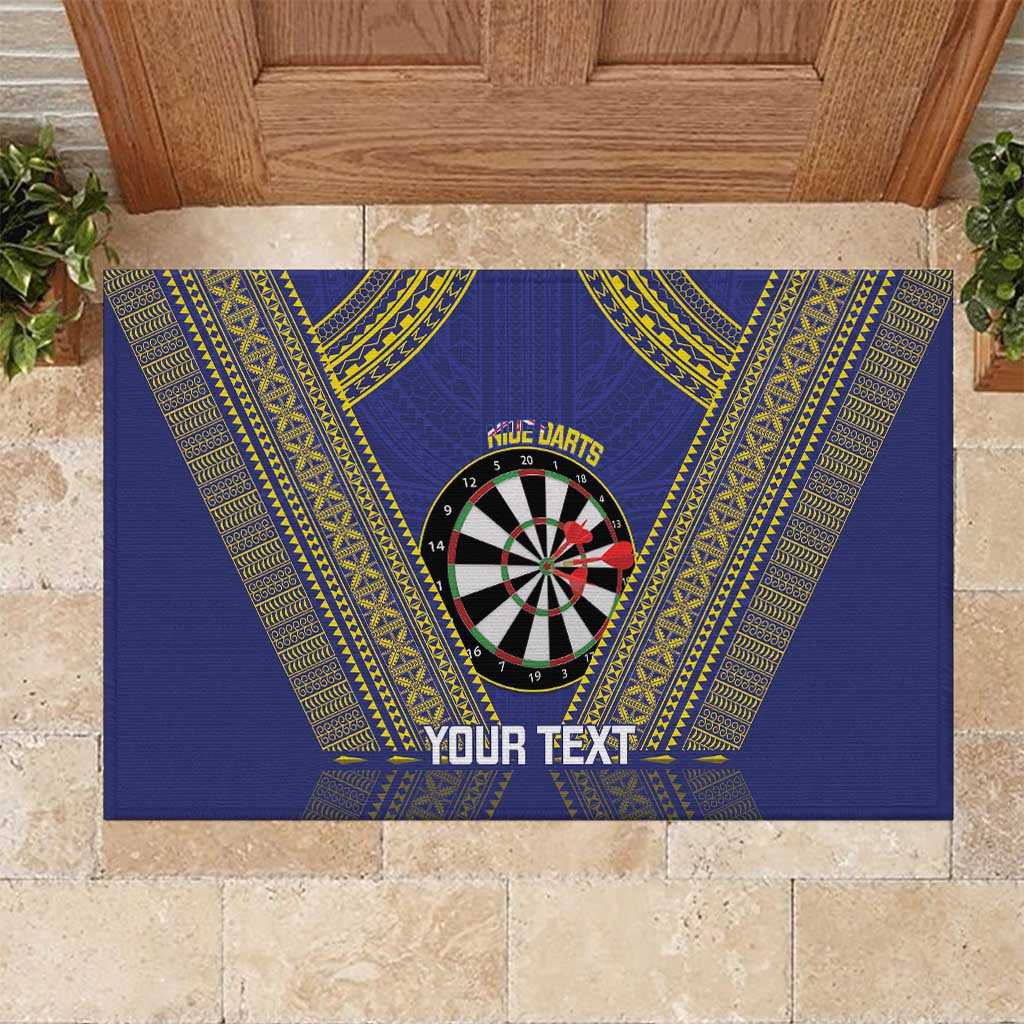 Personalised Niue Darts Rubber Doormat Dart Board Hiapo Pattern - Polynesian Pride