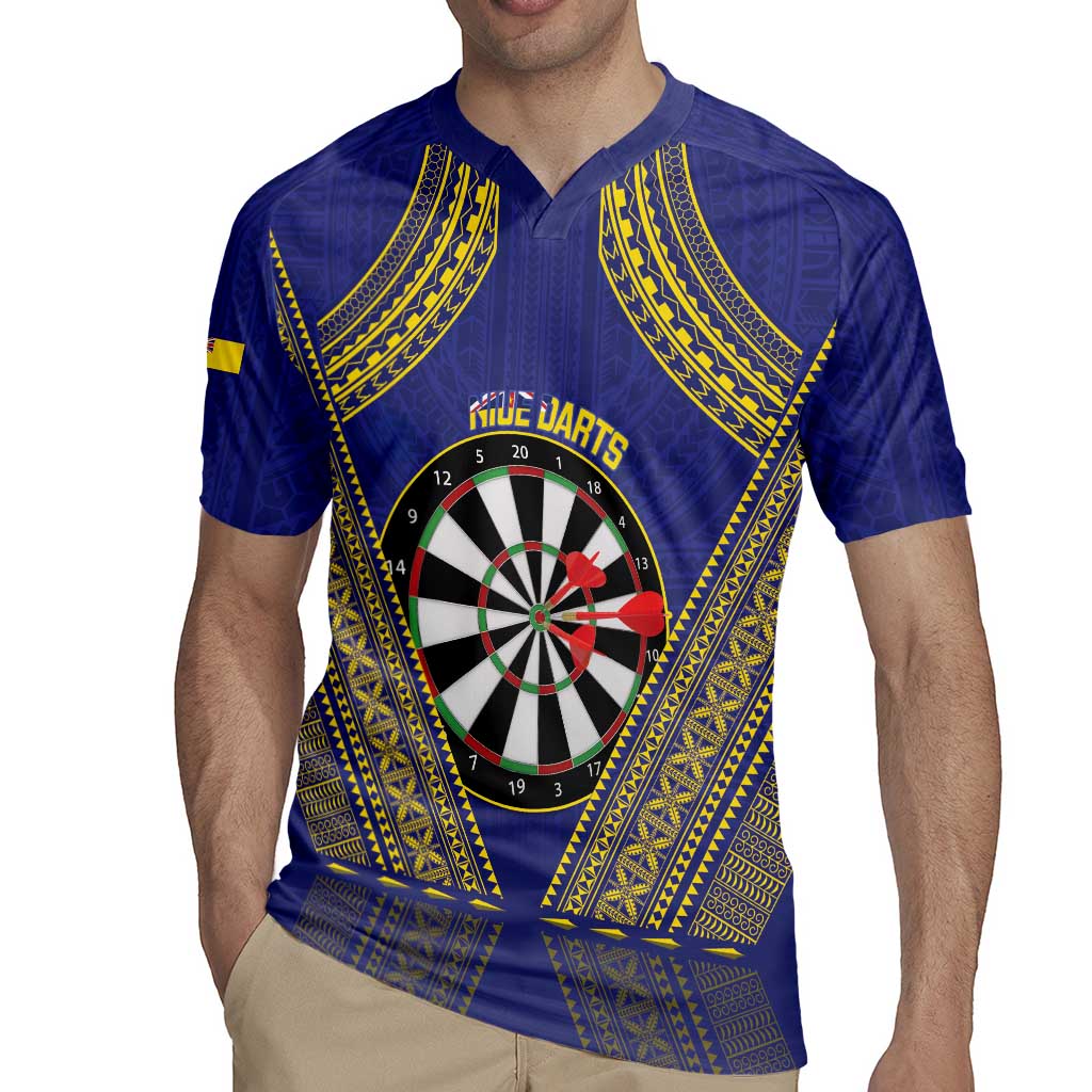 Personalised Niue Darts Rugby Jersey Dart Board Hiapo Pattern - Polynesian Pride