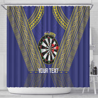 Personalised Niue Darts Shower Curtain Dart Board Hiapo Pattern - Polynesian Pride
