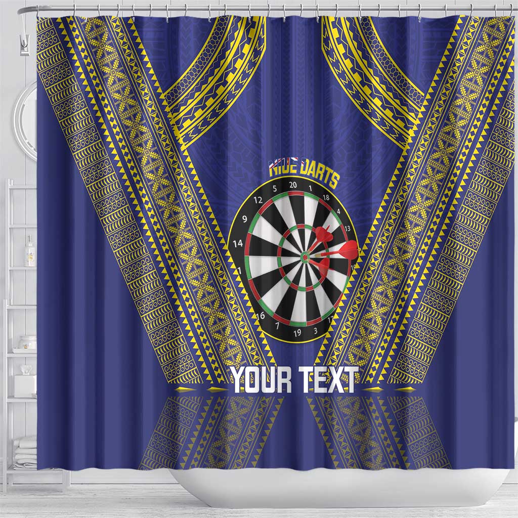 Personalised Niue Darts Shower Curtain Dart Board Hiapo Pattern - Polynesian Pride