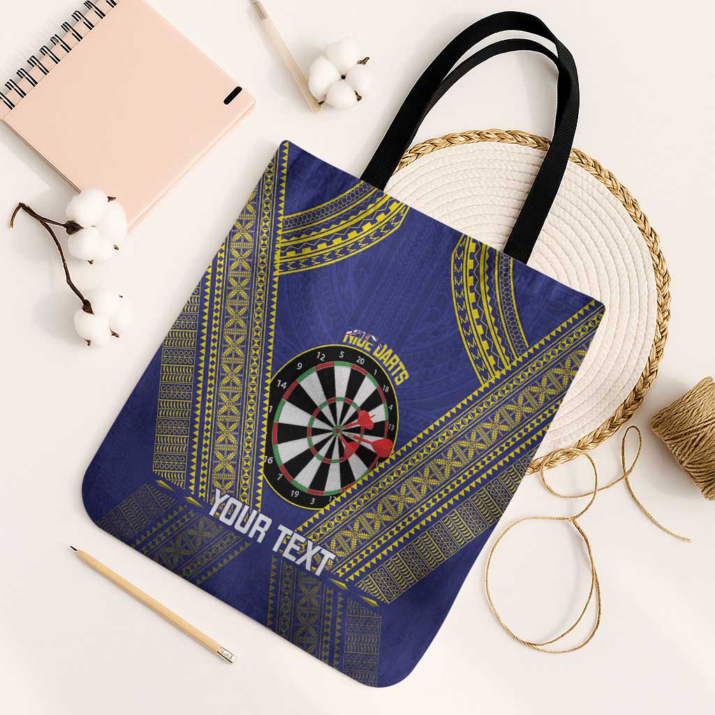 Personalised Niue Darts Tote Bag Dart Board Hiapo Pattern LT14 Black Strap One Size Blue - Polynesian Pride