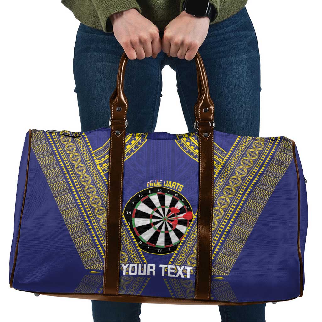 Personalised Niue Darts Travel Bag Dart Board Hiapo Pattern LT14 Blue - Polynesian Pride