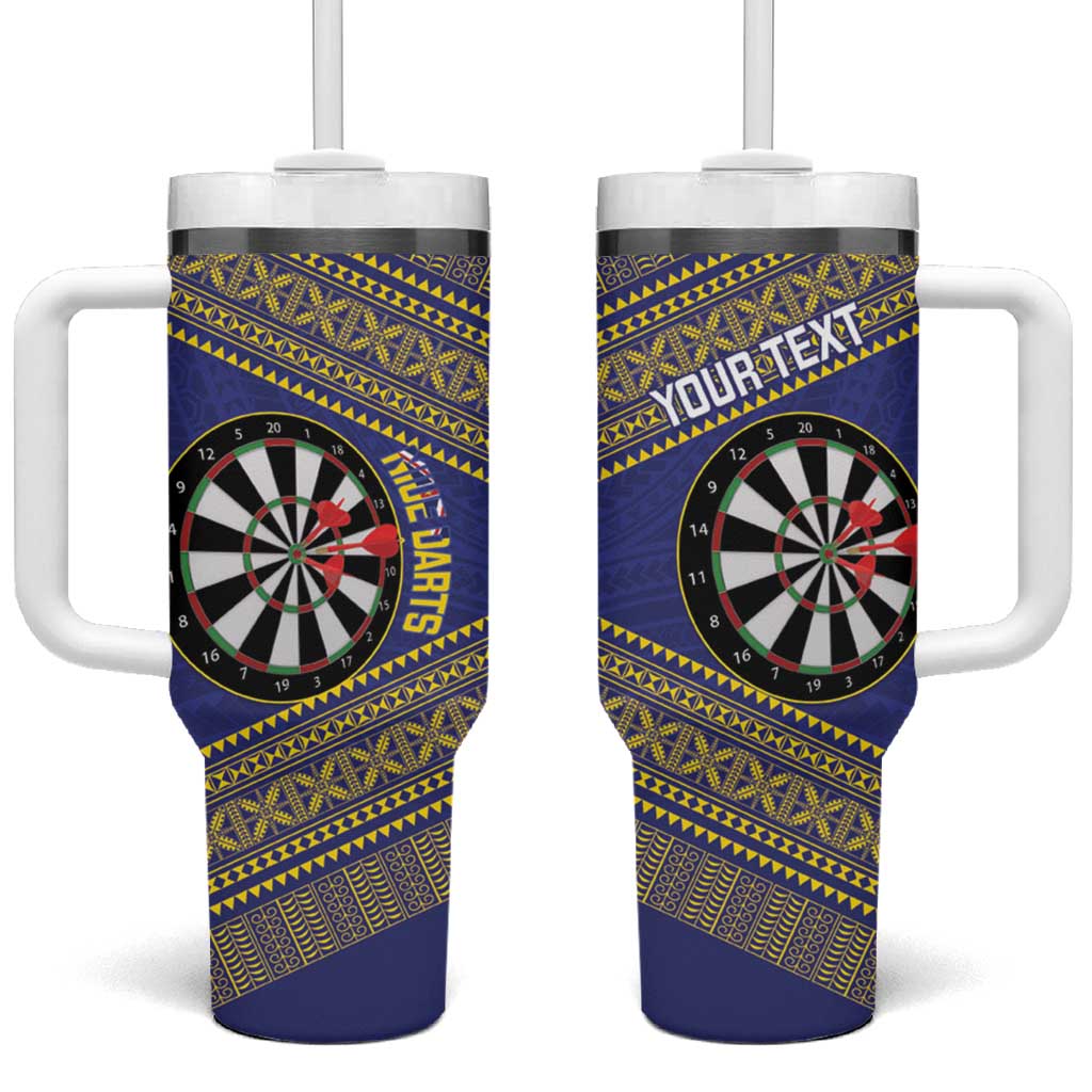 Personalised Niue Darts Tumbler With Handle Dart Board Hiapo Pattern - Polynesian Pride