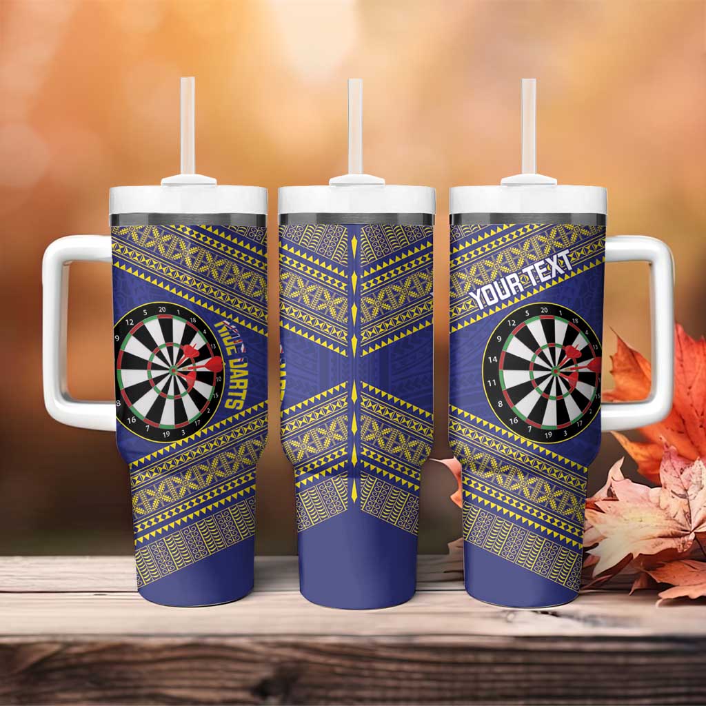 Personalised Niue Darts Tumbler With Handle Dart Board Hiapo Pattern - Polynesian Pride