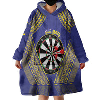 Personalised Niue Darts Wearable Blanket Hoodie Dart Board Hiapo Pattern - Polynesian Pride