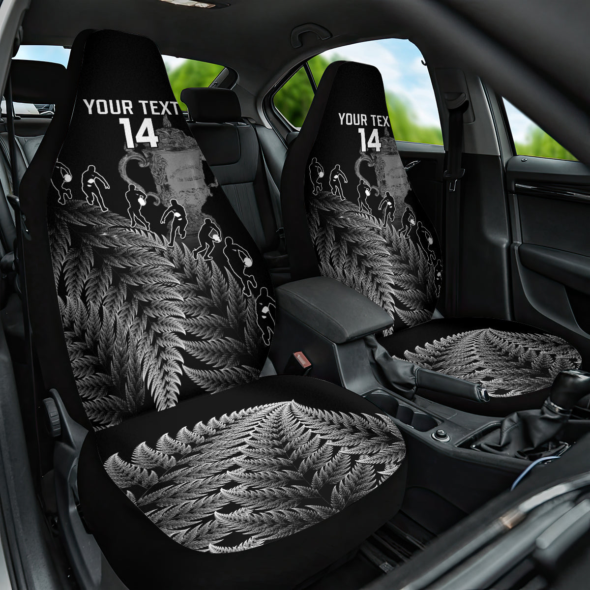 Custom New Zealand Silver Fern Rugby Car Seat Cover All Black Go Champions 2023 With Trophy Proud LT14 One Size Black - Polynesian Pride