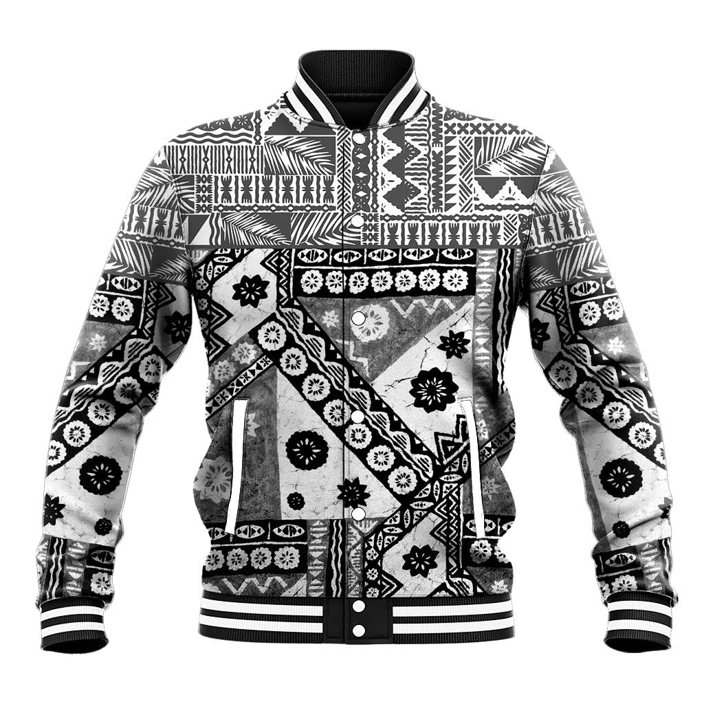 Black Bula Fiji Baseball Jacket Unique Masi Tapa Pattern LT14 Unisex Black - Polynesian Pride