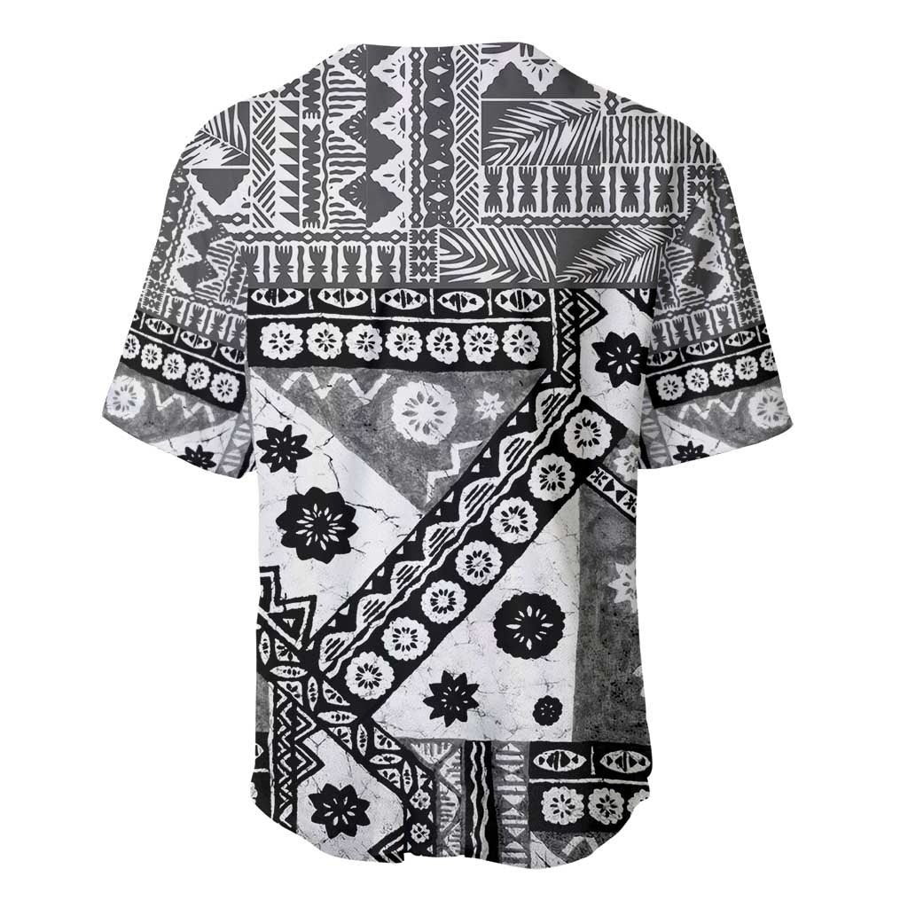 Black Bula Fiji Baseball Jersey Unique Masi Tapa Pattern LT14 - Polynesian Pride