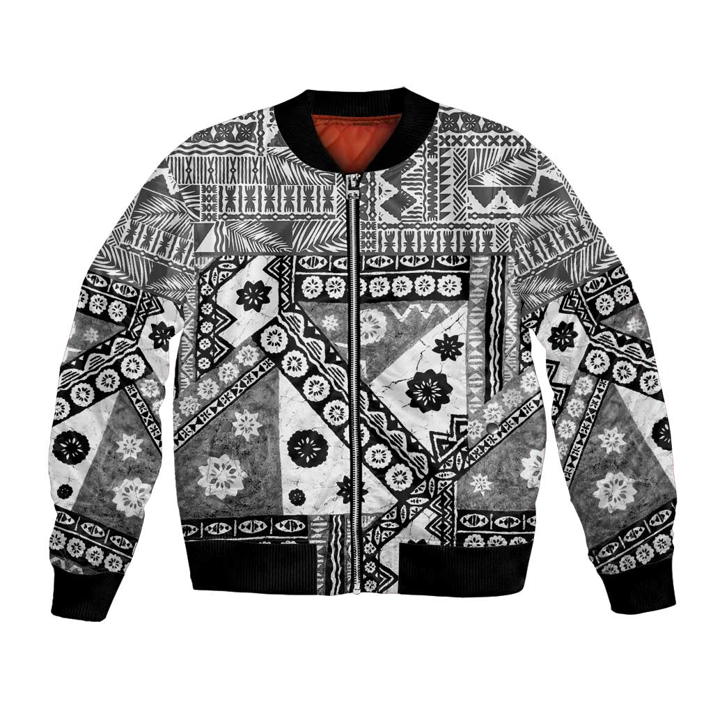 Black Bula Fiji Bomber Jacket Unique Masi Tapa Pattern LT14 Unisex Black - Polynesian Pride