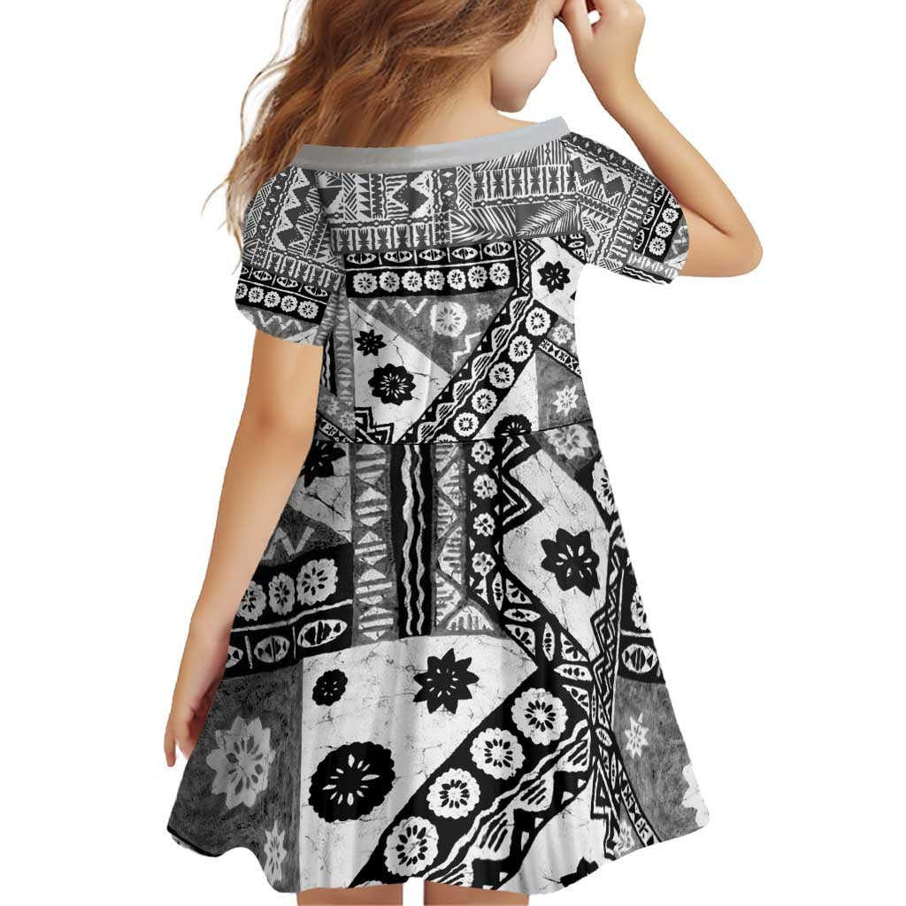 Black Bula Fiji Family Matching Off Shoulder Short Dress and Hawaiian Shirt Unique Masi Tapa Pattern
