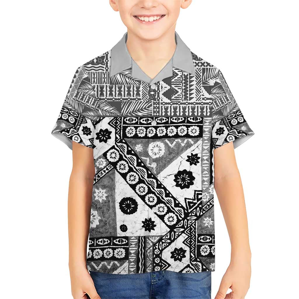 Black Bula Fiji Kid Hawaiian Shirt Unique Masi Tapa Pattern LT14 Kid Black - Polynesian Pride