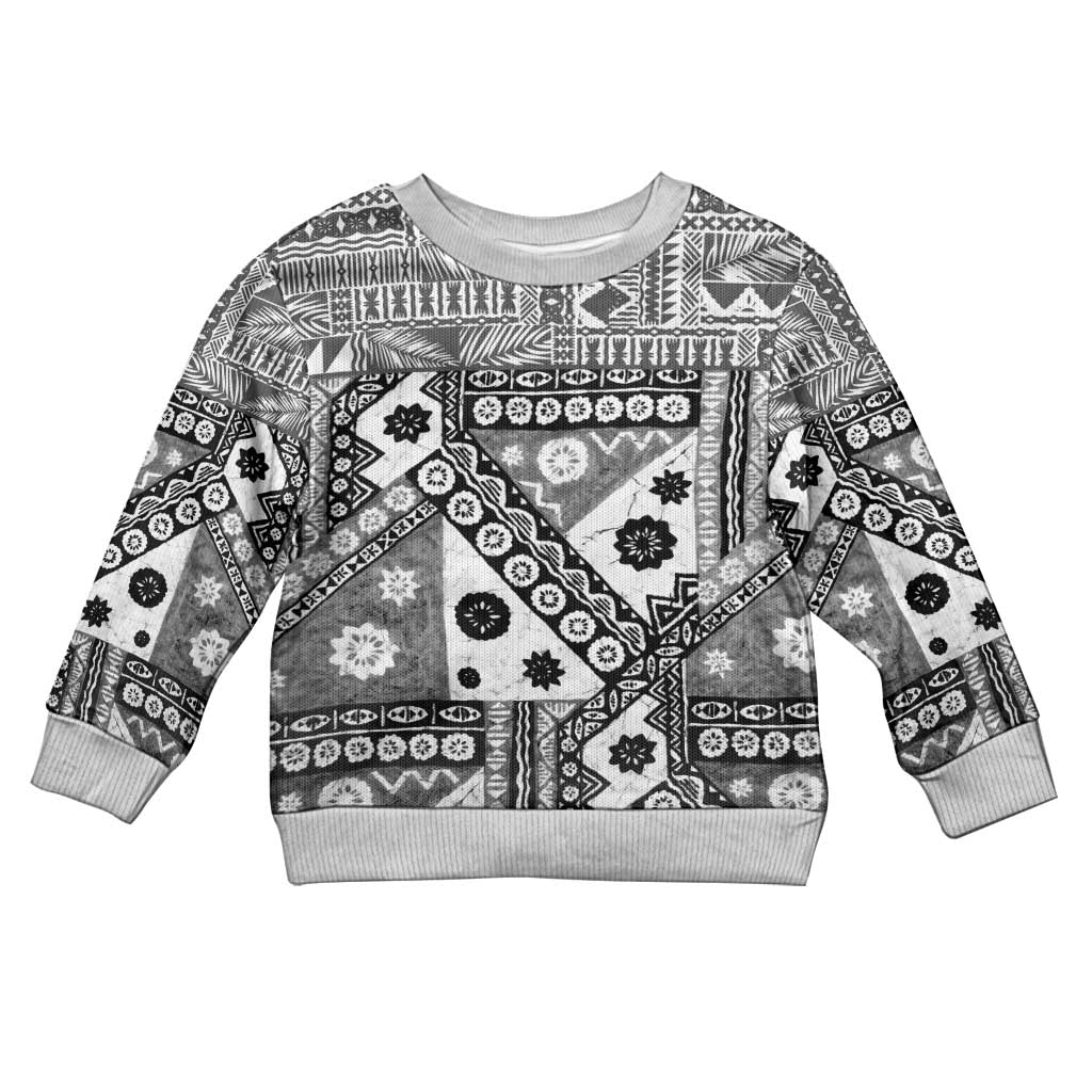 Black Bula Fiji Kid Ugly Christmas Sweater Unique Masi Tapa Pattern LT14 Kid Black - Polynesian Pride