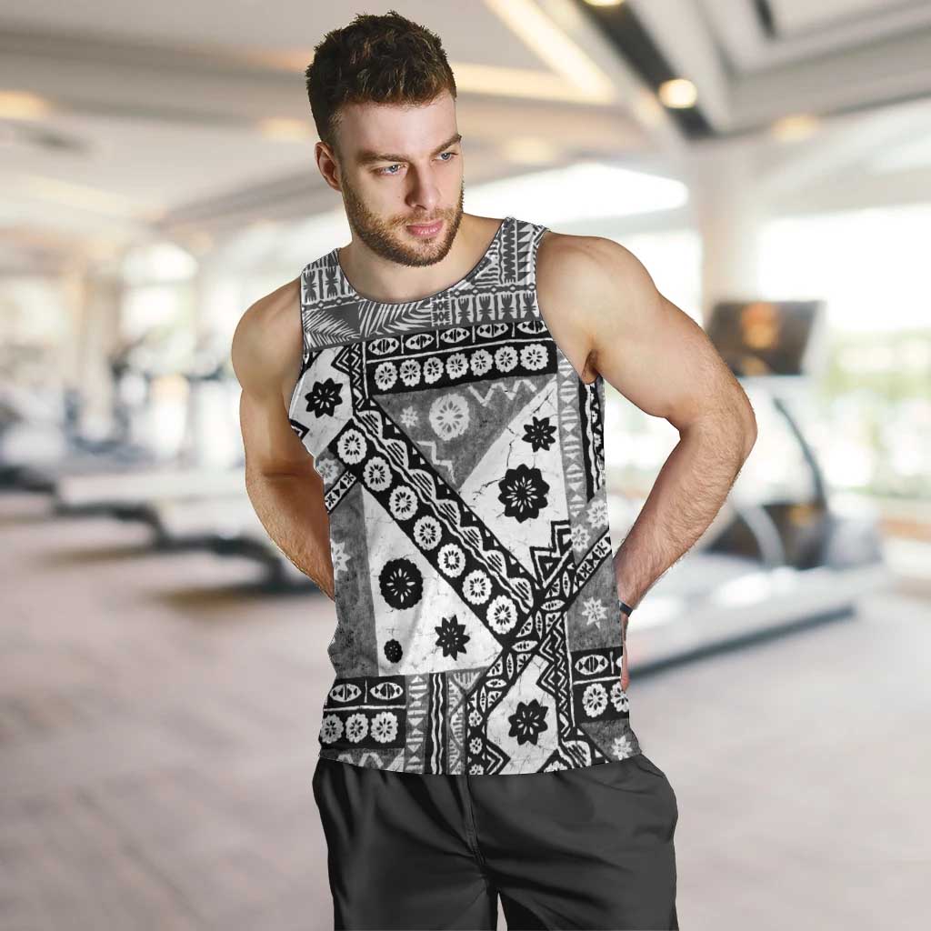 Black Bula Fiji Men Tank Top Unique Masi Tapa Pattern LT14 Black - Polynesian Pride