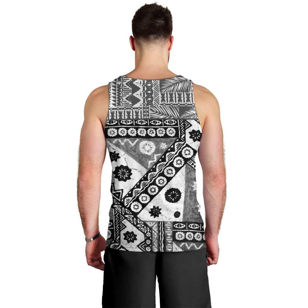 Black Bula Fiji Men Tank Top Unique Masi Tapa Pattern LT14 - Polynesian Pride