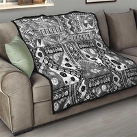 Black Bula Fiji Quilt Unique Masi Tapa Pattern LT14 - Polynesian Pride